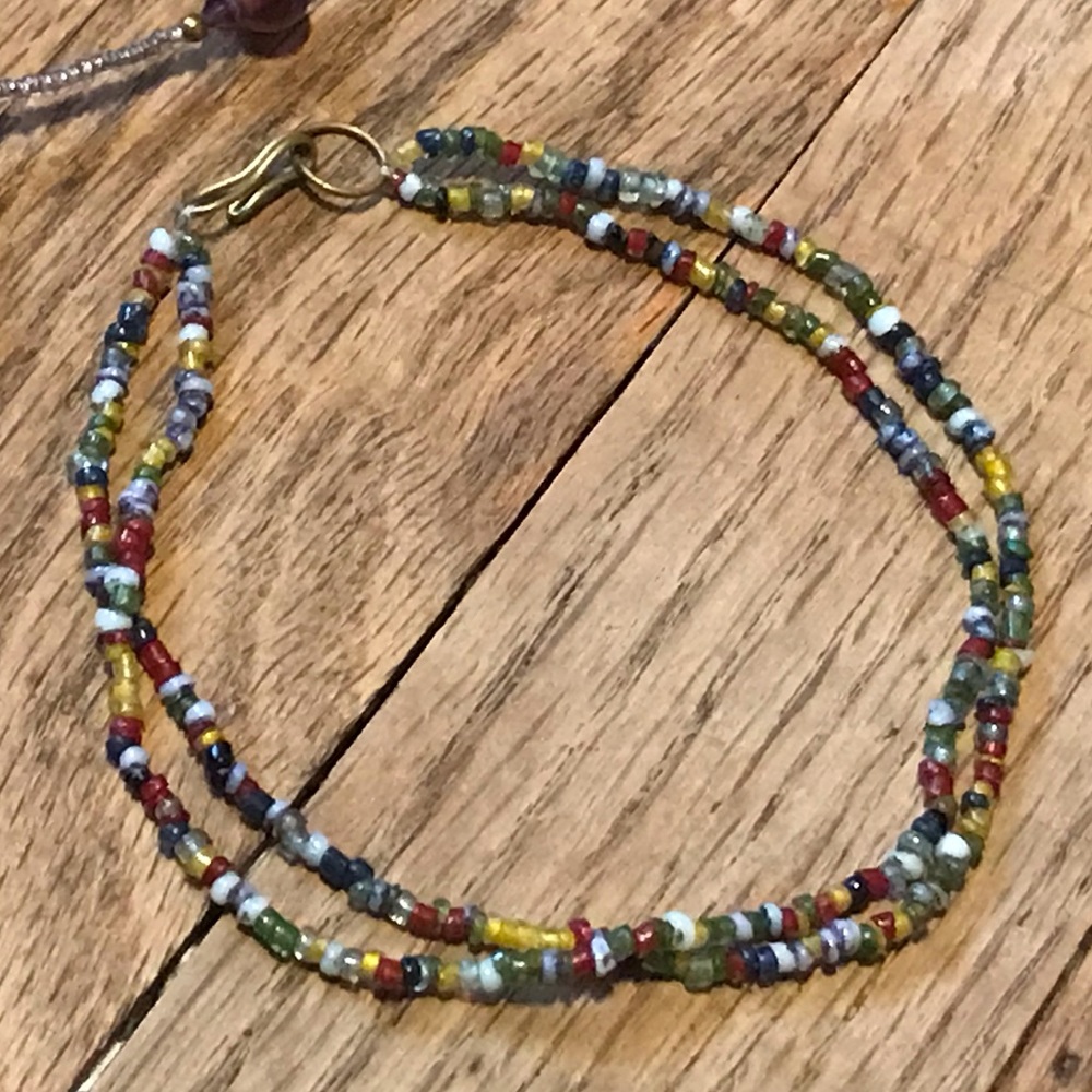 Multi colored beaded anklet